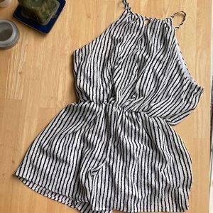 J for Justify Striped Blue and White Romper